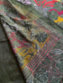 Mehndi Green Reverse Kantha Silk Saree from Bengal