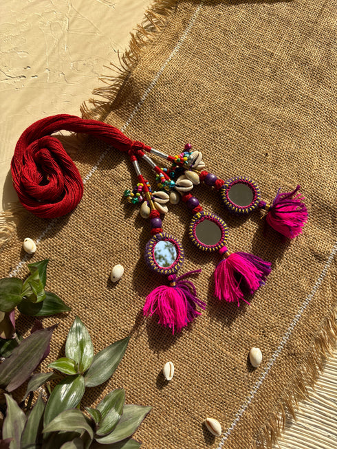 Bindi Bonanza Mirror Parandi- Red & Purple