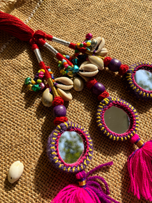 Bindi Bonanza Mirror Parandi- Red & Purple