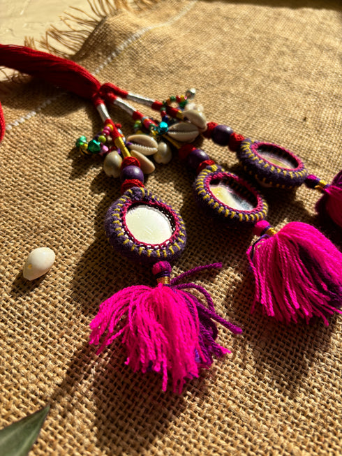 Bindi Bonanza Mirror Parandi- Red & Purple