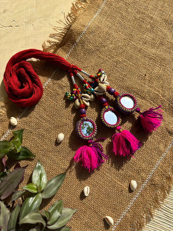 Bindi Bonanza Mirror Parandi- Red & Purple