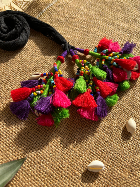 Namaste Neon Tassel Parandi- Black & Multi