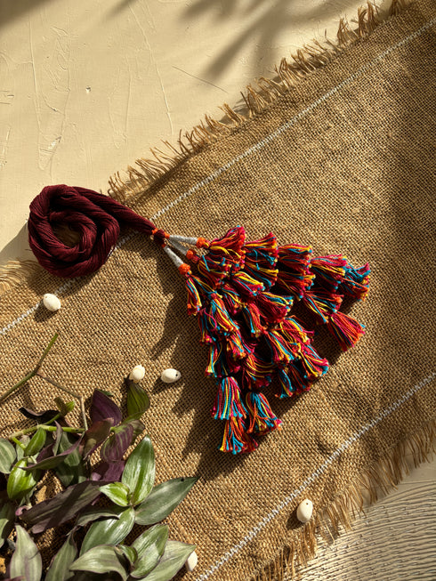 Rajasthani Razzle Tassel Parandi- Mehroon