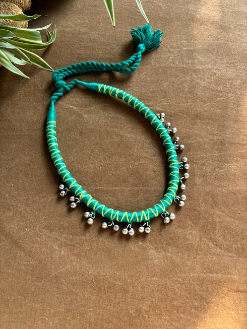 Rangila Ras | Green Patwa Ghungroo Thread Necklace