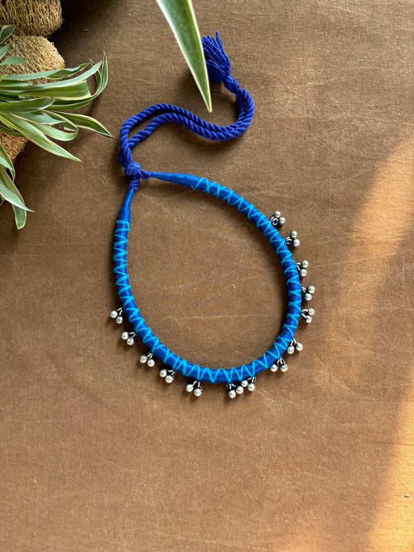 Neela Raag | Blue Patwa Ghungroo Thread Necklace