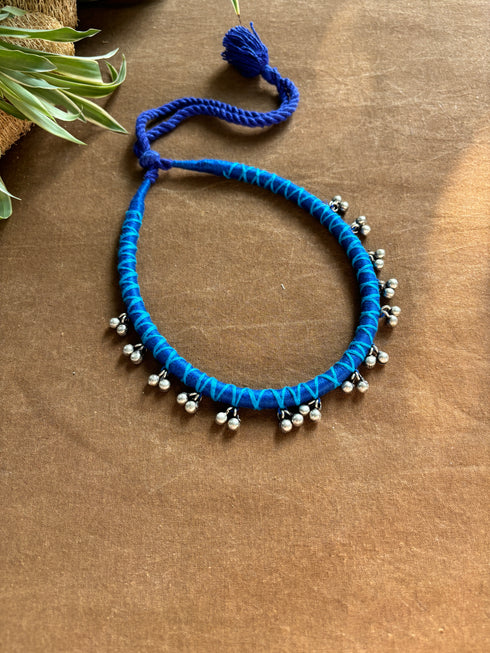 Neela Raag | Blue Patwa Ghungroo Thread Necklace