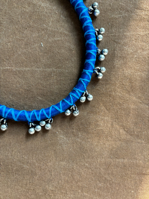 Neela Raag | Blue Patwa Ghungroo Thread Necklace