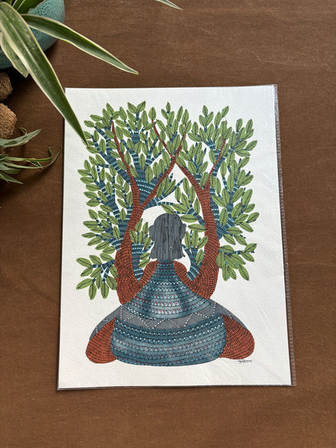 Pedh Parivaar Gond Painting (11x15 IN)