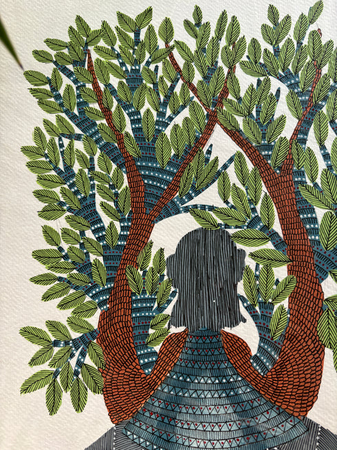 Pedh Parivaar Gond Painting (11x15 IN)