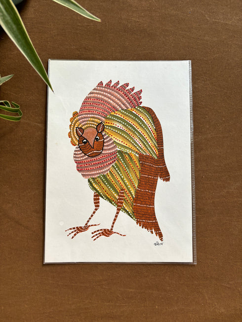 The Rebel Bird Gond Painting (A4 Size)