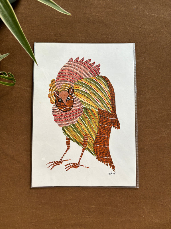 The Rebel Bird Gond Painting (A4 Size)