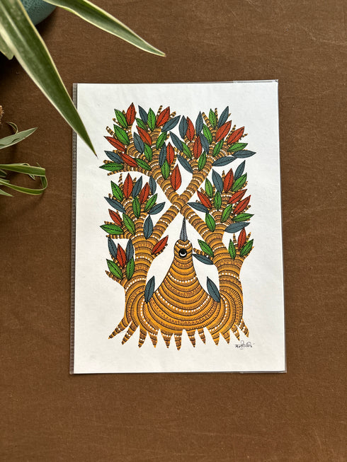 Vriksh Pakshi Gond Painting (A4 Size)