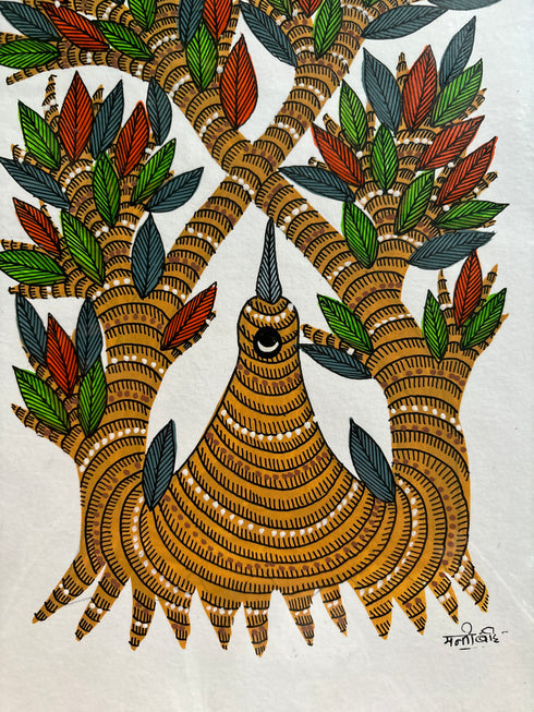 Vriksh Pakshi Gond Painting (A4 Size)