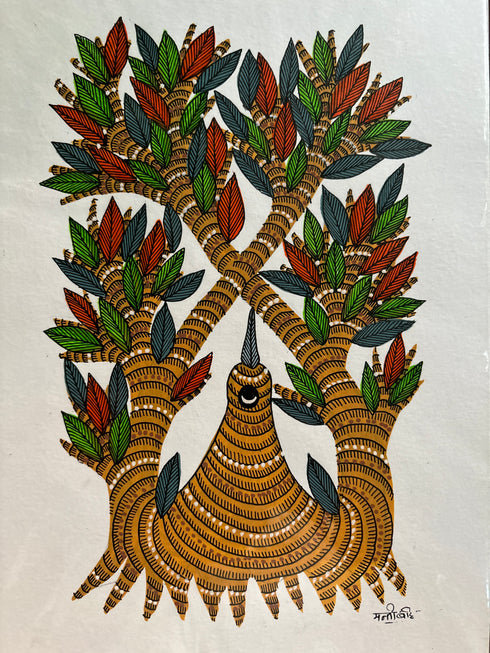 Vriksh Pakshi Gond Painting (A4 Size)
