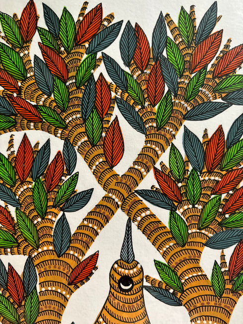 Vriksh Pakshi Gond Painting (A4 Size)