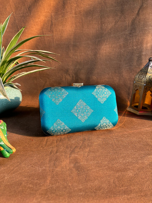 Sea Green Banarasi Party Purse with Sling