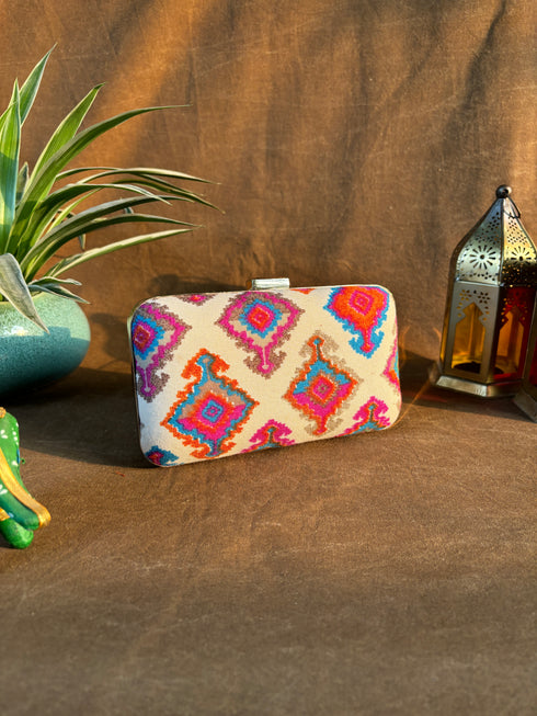 White Patola Print Party Purse with Sling