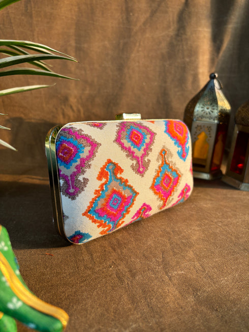 White Patola Print Party Purse with Sling