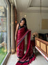 Embroidered Jharokha Cherry Modal Silk Ajrakh Saree