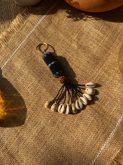 Night Sky Seashell Beaded Keychain- 1 pc
