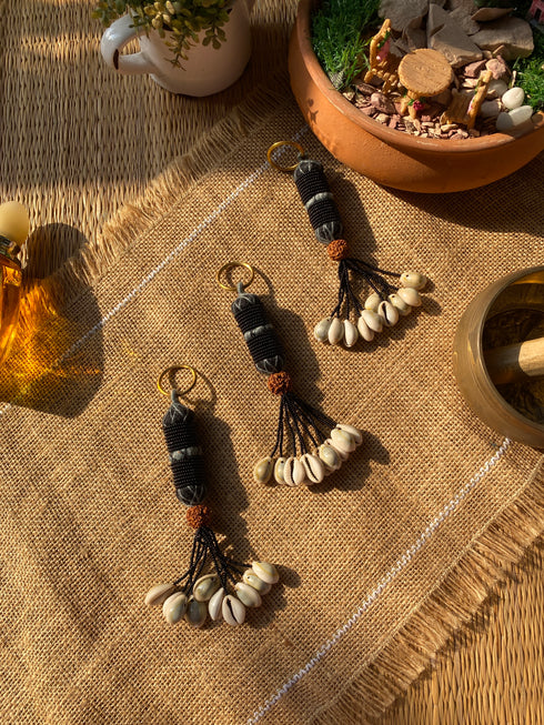 Night Sky Seashell Beaded Keychain- 1 pc