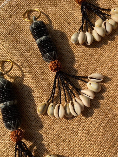 Night Sky Seashell Beaded Keychain- 1 pc