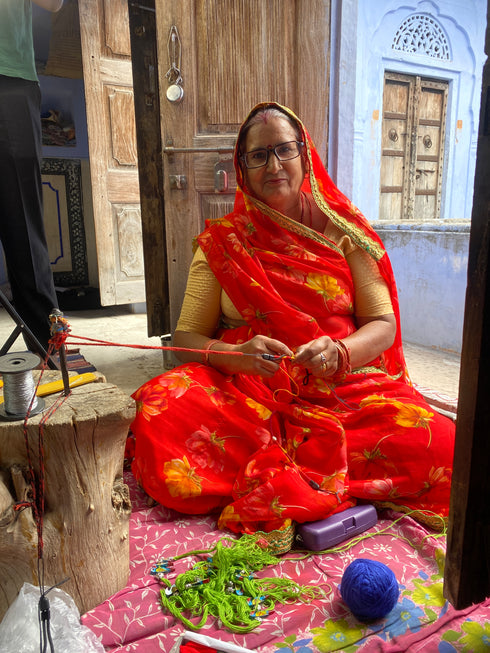 Pink Silver Sippi latkna Patwa Anklet