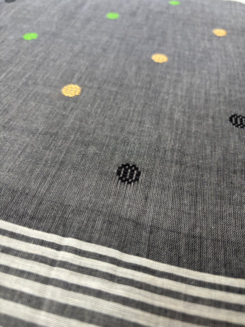 White Black Mul Cotton Saree