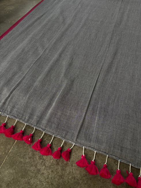 Contrast Border Mul Cotton Saree