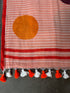 Peach Polka Mul Cotton Saree