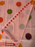 Peach Polka Mul Cotton Saree