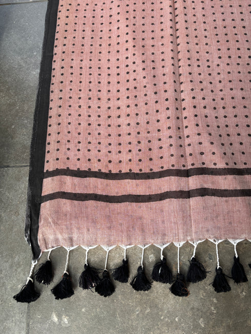 Blush Noir Handloom Mull Cotton Saree