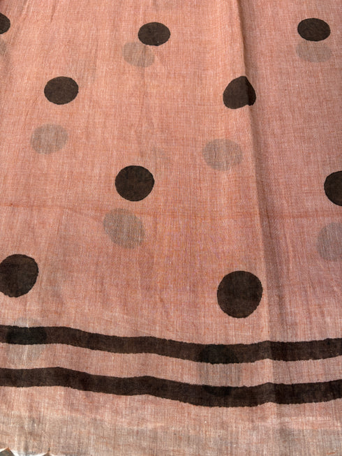 Mocha Polka Handloom Mull Cotton Saree