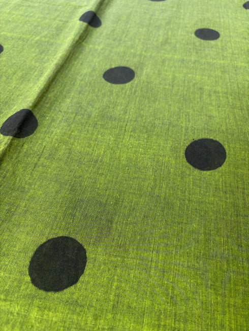 Olive Noir Polka Handloom Mull Cotton Saree