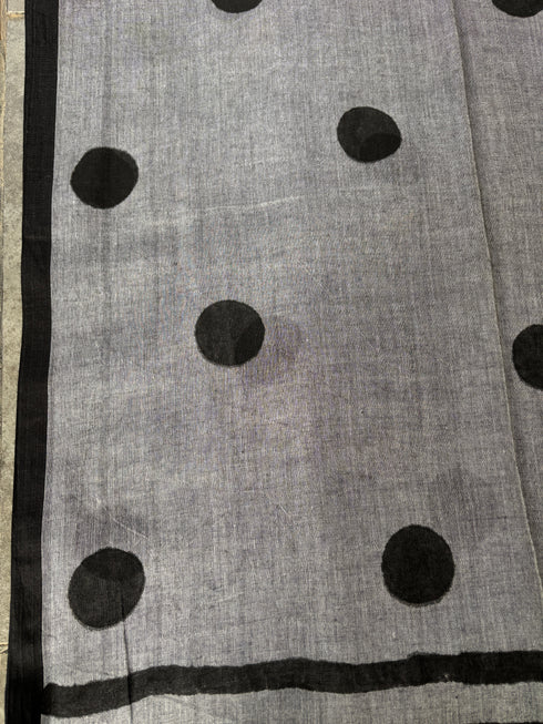Silver Mist Polka Handloom Mull Cotton Saree