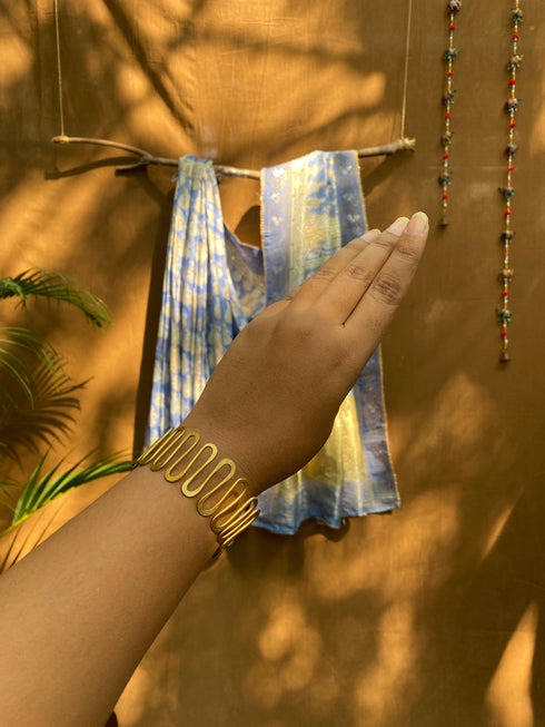 Jharokha Indigo Bagh Print Banarasi Saree