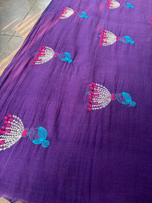 Phool Pari Purple Mul Cotton Saree