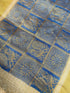Peacock Indigo Bagh Print Banarasi Saree