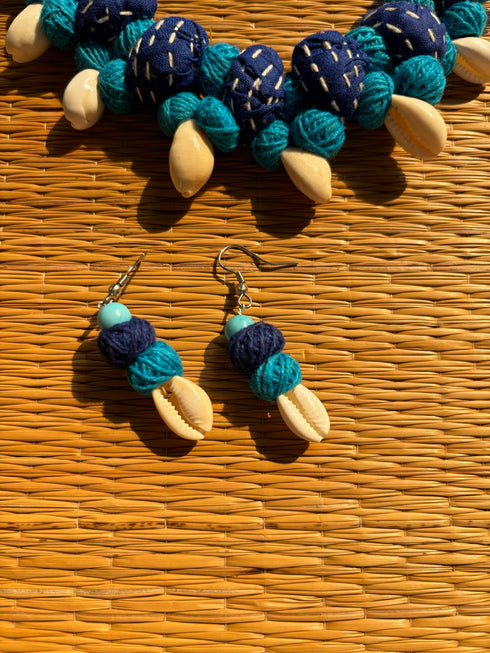 Blue Kantha Balls Necklace