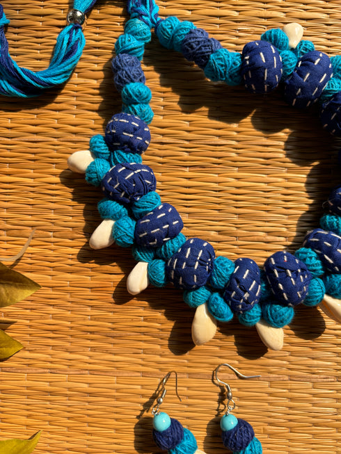 Blue Kantha Balls Necklace
