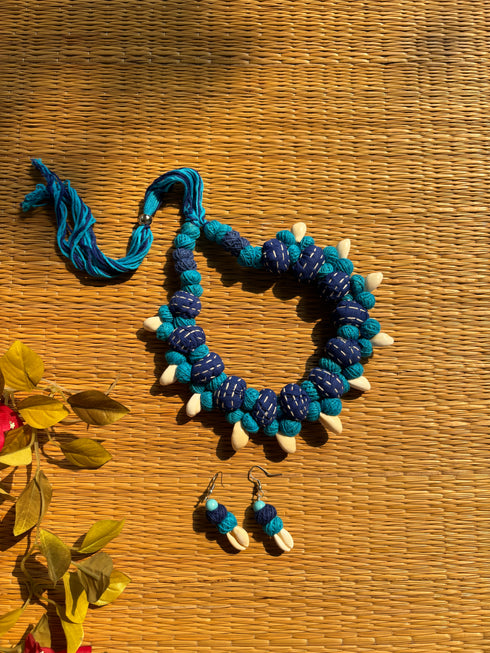 Blue Kantha Balls Necklace