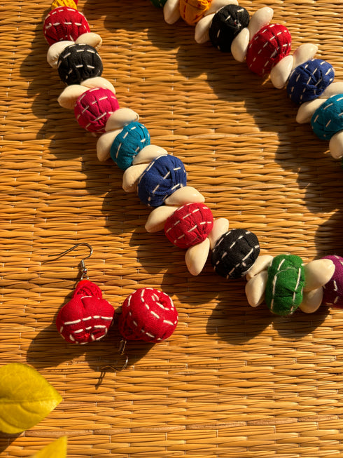 Multicolored Kantha Balls Necklace