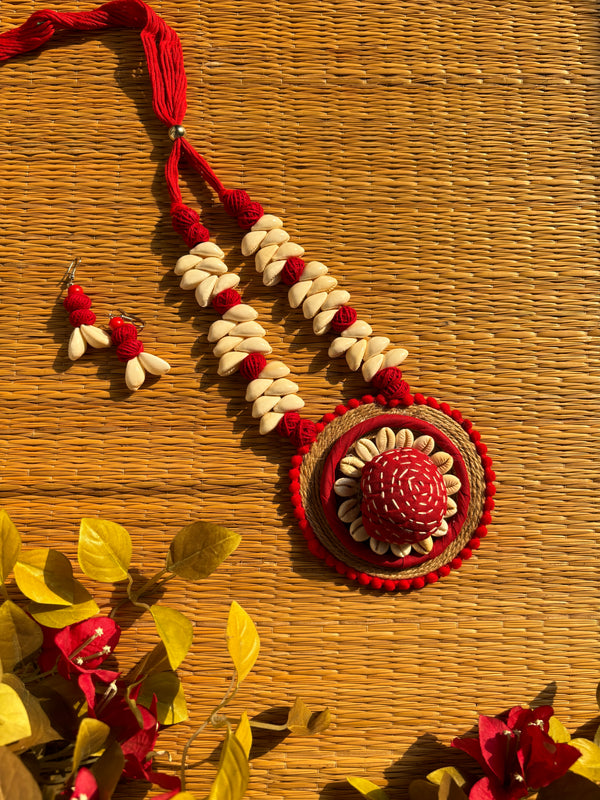 Red Flower Kantha Necklace