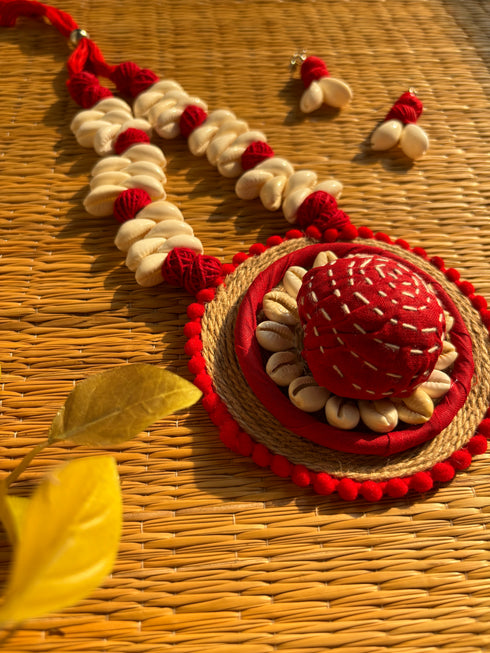 Red Flower Kantha Necklace