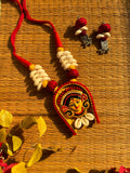 Goddess Durga Black Bamboo Fabric Necklace