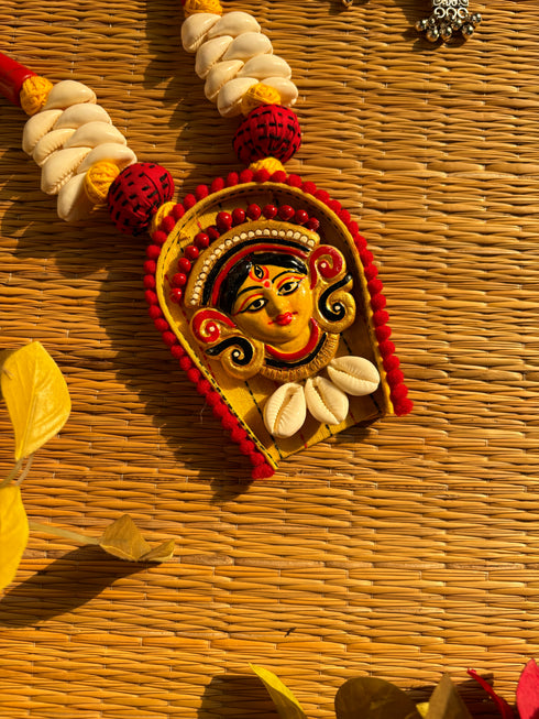 Goddess Durga Black Bamboo Fabric Necklace