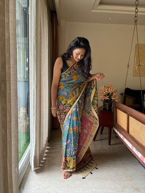 Raas Srikalahasti Pure Silk Kalamkari Saree