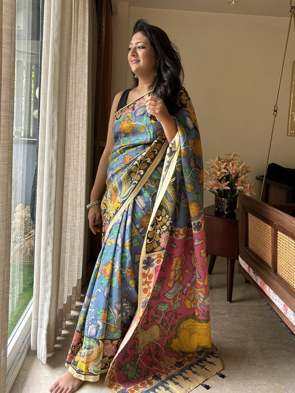 Raas Srikalahasti Pure Silk Kalamkari Saree
