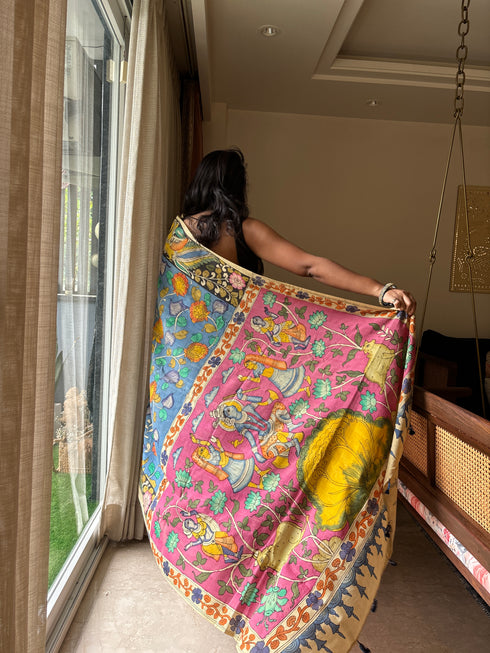 Raas Srikalahasti Pure Silk Kalamkari Saree