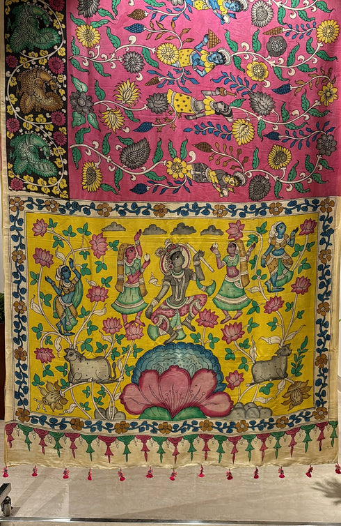 Krishanleela Srikalahasti Pure Silk Kalamkari Saree